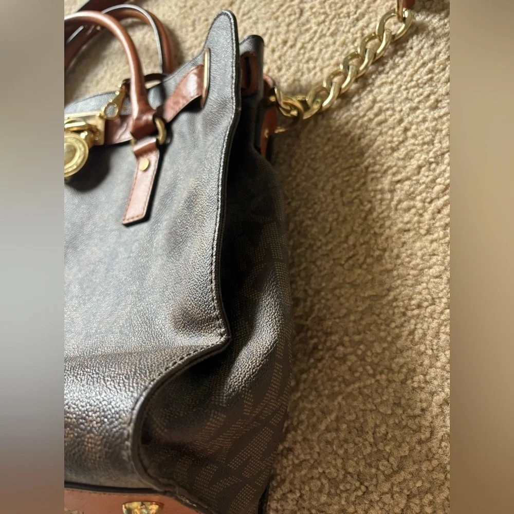 Michael Kors Hamilton Crossbody Tote Brown Purse Bag